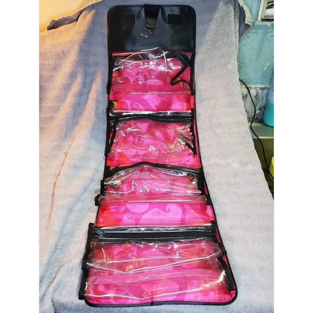 Mary Kay Hanging Travel Roll Up Bag Black Pink Discontinued Color